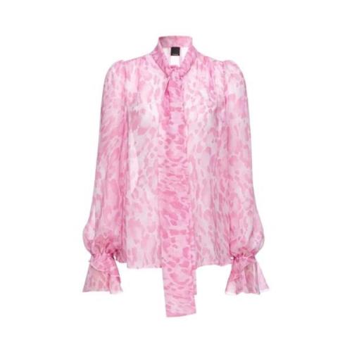 Pinko Leopardmönstrad Chiffongblus Pink, Dam