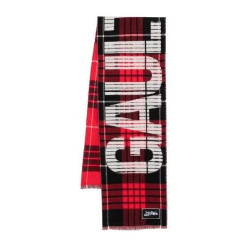 Jean Paul Gaultier Röd Svart Vit Tartan Yllehalsduk Multicolor, Dam