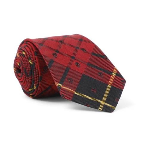 Alexander McQueen Röd Svart Tartan Slips Red, Herr