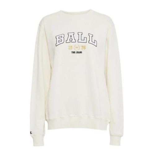 Ball Offwhite Sweatshirt med Broderat Logotyp Beige, Dam