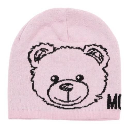 Moschino Abstrakt Teddybjörn Beanie Mössa Pink, Dam