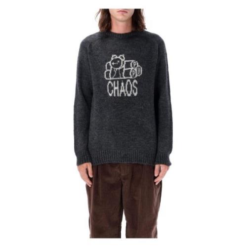 Pop Trading Company Antracit Stickad Chaos Tröja Aw24 Gray, Herr