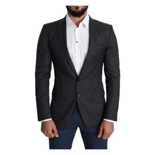 Dolce & Gabbana Elegant Martini Svart Ull Blazer Black, Herr