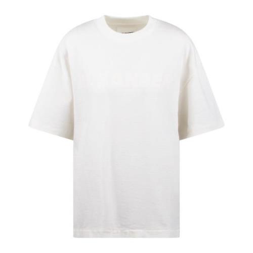 Jil Sander Boxy Crew Neck Logo T-Shirt Beige, Dam