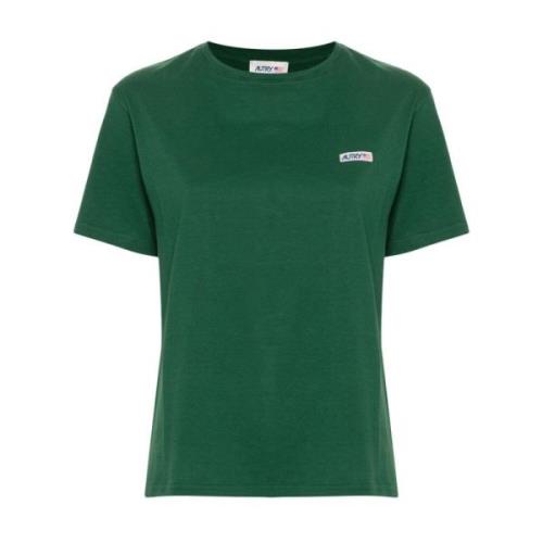 Autry Grön Lättvikts Jersey Crew Neck T-shirt Green, Dam