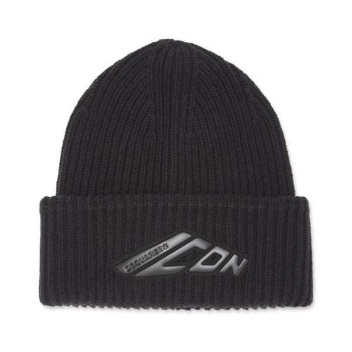 Dsquared2 Stickad Beanie Mössor för Män Black, Herr