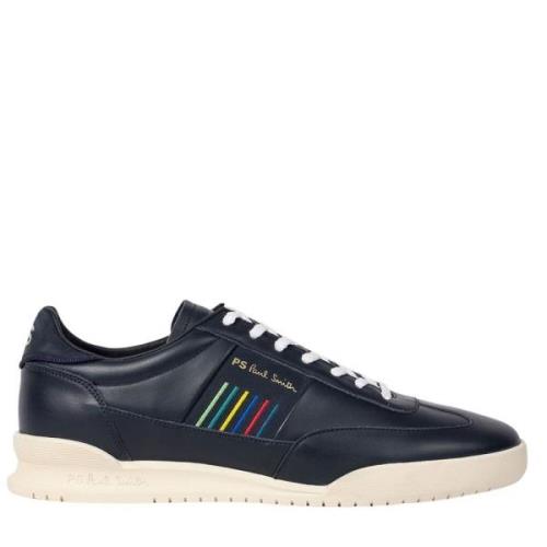 Paul Smith Marinblå Lädersneakers med Grå Panel Black, Herr