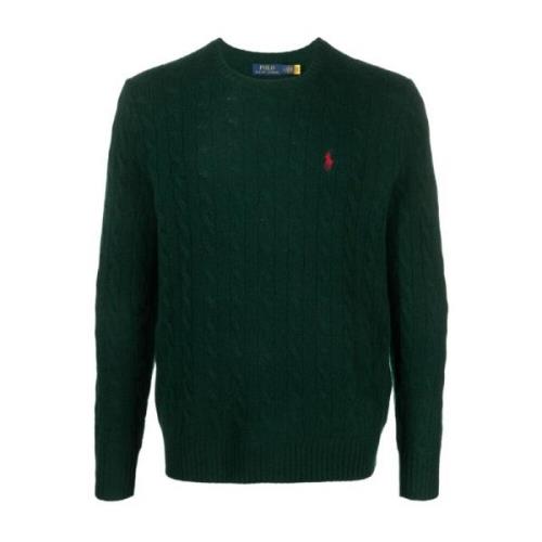 Polo Ralph Lauren Grön kabelstickad tröja med Polo Pony-motiv Green, H...