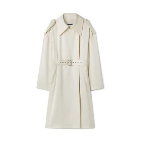 Jil Sander Ecru Silk Blend Bältesrock Beige, Dam