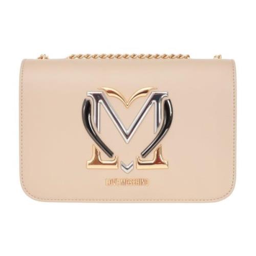 Love Moschino Beige Axelväska med Kedja Beige, Dam