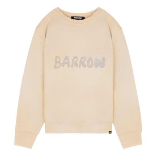 Barrow Sliten Crewneck Sweatshirt med Jacquard Label Beige, Unisex