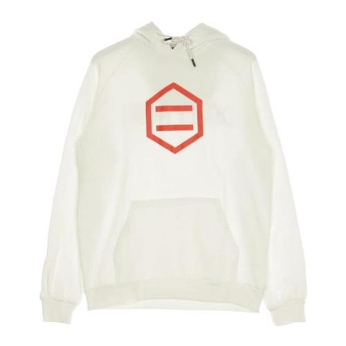 Dolly Noire Hexagon Herr Hoodie i Vit & Röd White, Herr