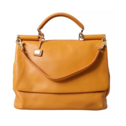 Dolce & Gabbana Gul läder Satchel väska Yellow, Dam