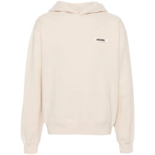 Jacquemus Stilig Gros Grain Hoodie Top Beige, Herr