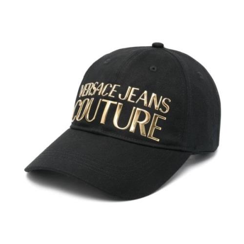 Versace Jeans Couture Svart Bomull Twill Justerbar Hatt Black, Herr