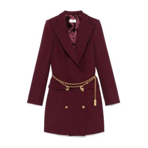 Elisabetta Franchi Röd Crepe Dubbelknäppt Klänning Red, Dam