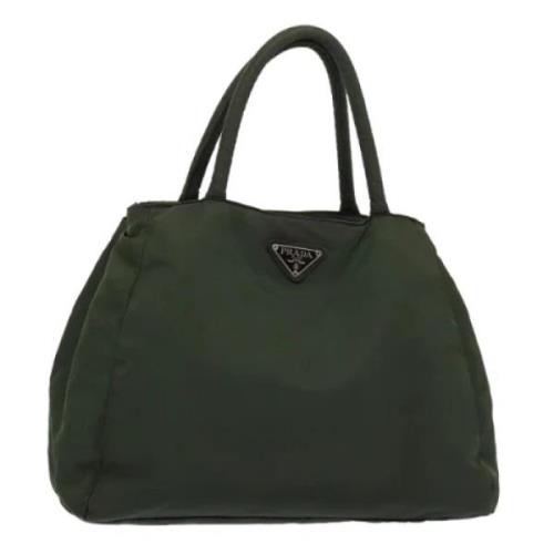 Prada Vintage Pre-owned Nylon handvskor Green, Dam