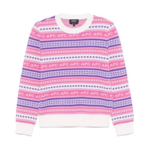 A.p.c. Fair Isle Tröja Rosa Multifärgade Ränder Multicolor, Dam