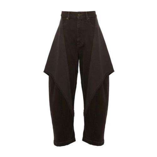 JW Anderson Asymmetriskt Logo Jeans Crop Brown, Dam