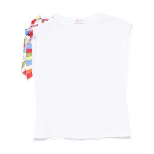 Emilio Pucci Vit Jersey T-shirt med Iride Print White, Dam