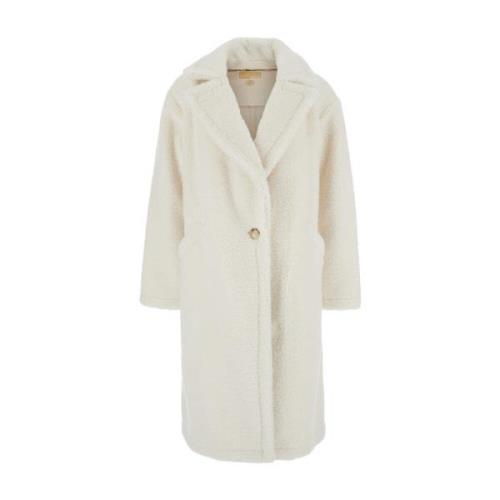 Michael Kors Oversized Teddy Shearling Coat i Vit White, Dam