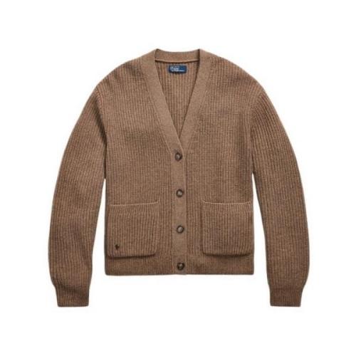 Ralph Lauren Brun Cardigan Sweaters Italiensk Ull Brown, Dam