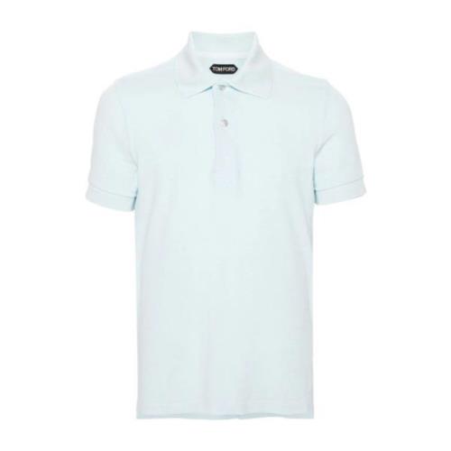 Tom Ford Bomull Polo Skjorta med Towelling Design Blue, Herr