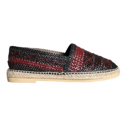 Dolce & Gabbana Svart kastanjebrunt vävt läder espadrilleskor Black, H...