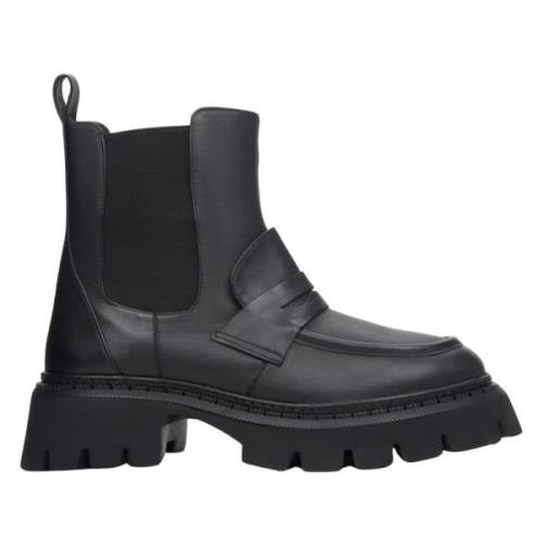 Estro Svarta Läder Chelsea Boots för Kvinnor Black, Dam