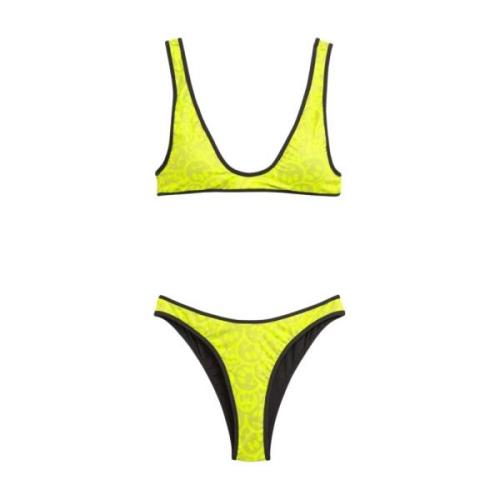 Barrow Bikini med Smile Print och Kontrastfoder Yellow, Dam