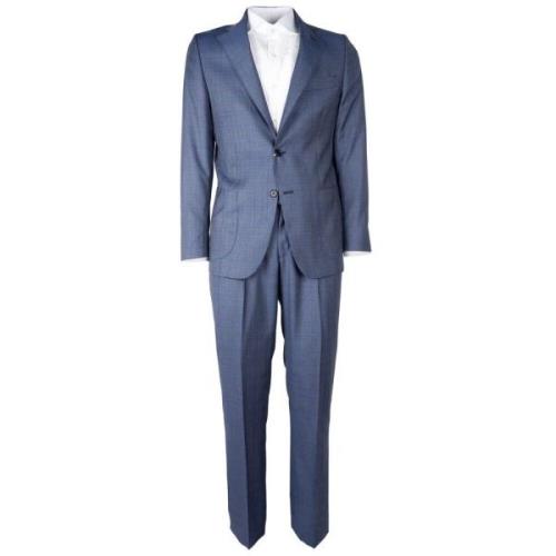 Made in Italia Blå Ull Virgin Suit Drop 7 Blue, Herr