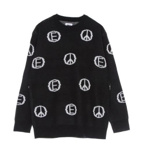 Obey Svart Multi Crewneck Sweater All Over Broderi Black, Herr