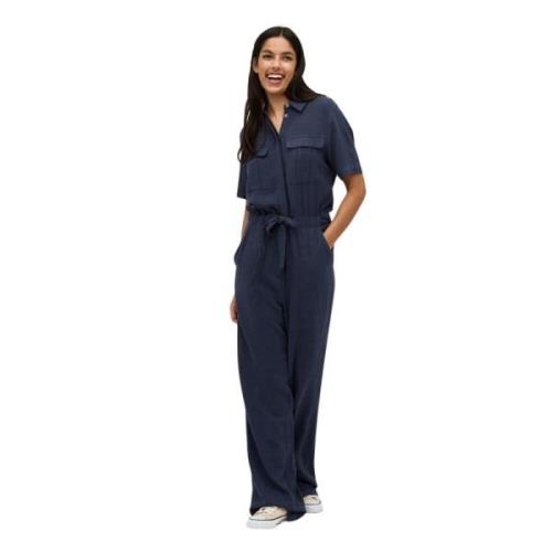 mbyM Navy Linen Jumpsuit Carello Blue, Dam