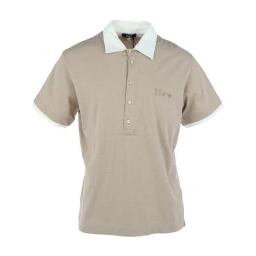 Husky Original Beige Print Kortärmad Polo Beige, Herr