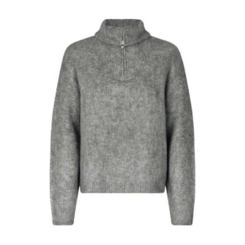 Modström Grå Fluffy Halvzip Kane Tröja Gray, Dam