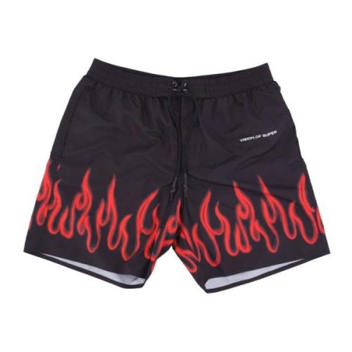 Vision OF Super Flames Badshorts Svart/Röd Black, Herr