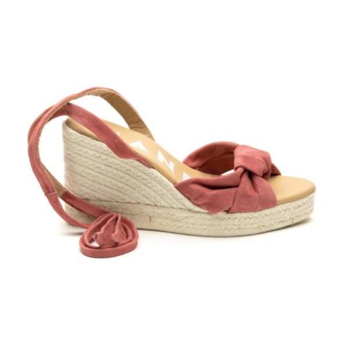 Manebí Snygga Wedge Espadrilles med Knutdetalj Pink, Dam