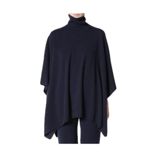 Sminfinity Oversized Turtle Neck Cape Jumper Blue, Dam