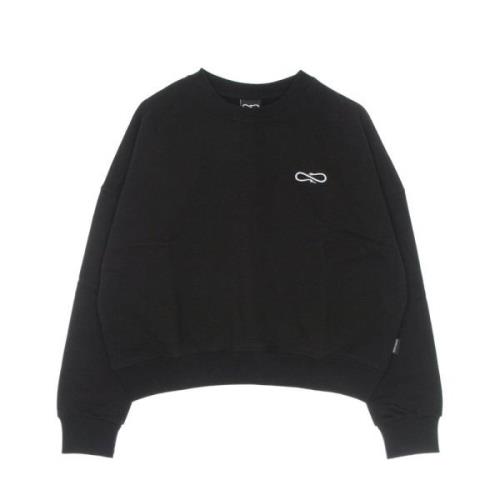 Propaganda Svart Cropped Crewneck Sweatshirt med Logo Black, Dam