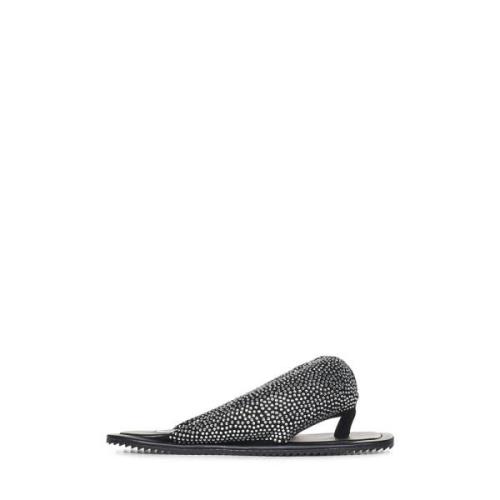 The Attico Svarta Läder Strass Sandaler Gray, Dam