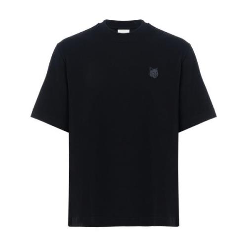 Maison Kitsuné Svart Oversize Tonal Rävhuvud Black, Herr