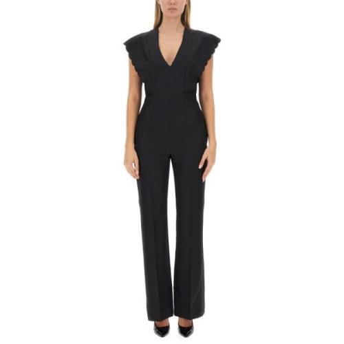 Philosophy di Lorenzo Serafini Flare Fit Jumpsuit i Grain de Poudre Bl...