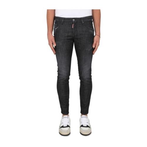 Dsquared2 Skater Fit Jeans med knapp och dragkedja Black, Herr