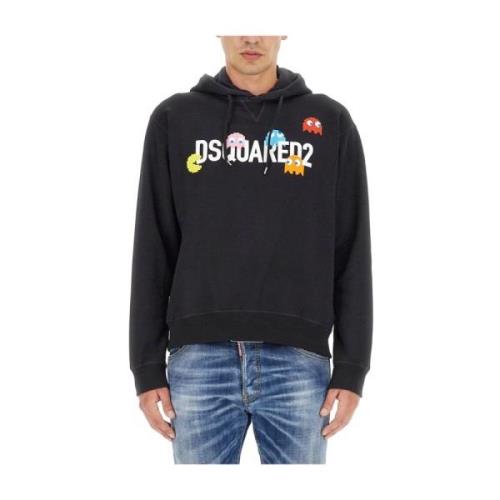 Dsquared2 Pac-Man Sweatshirt med Logotryck Black, Herr