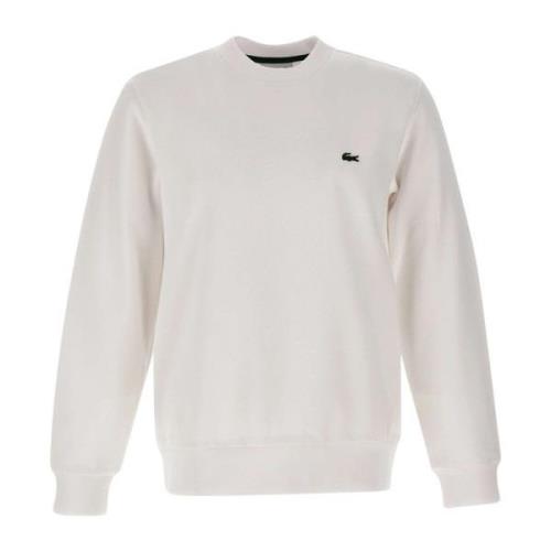 Lacoste Vit Bomulls Sweatshirt med Logopatch White, Herr