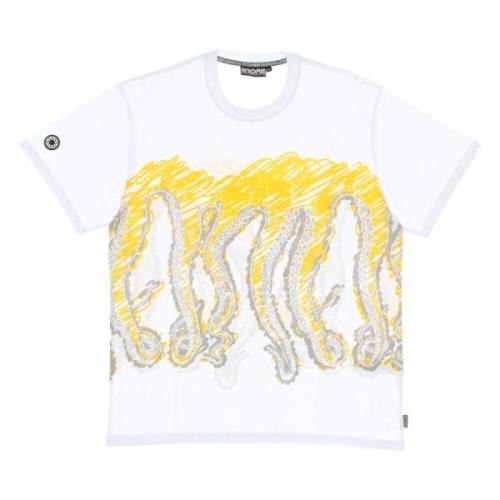 Octopus Vit T-shirt med bläckfisktryck för män White, Herr