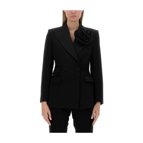 Dolce & Gabbana Slim Fit Ull Silke Jacka Black, Dam