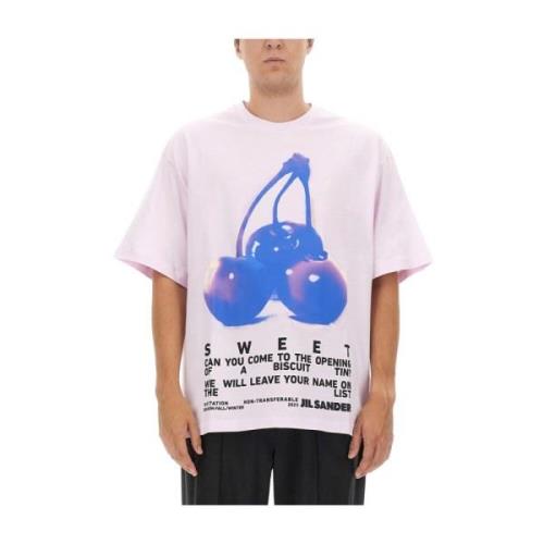 Jil Sander Tryckt Bomull T-shirt Pink, Herr