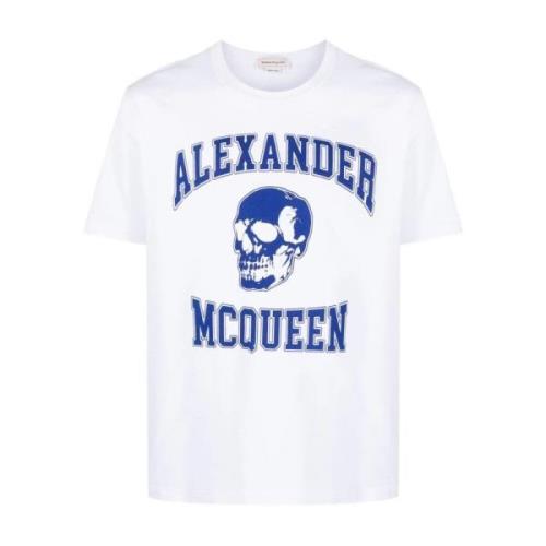 Alexander McQueen Varsity Skull Grafisk T-shirt Vit White, Herr