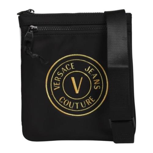 Versace Jeans Couture V-Emblem Nylon Messenger Väska Black, Herr